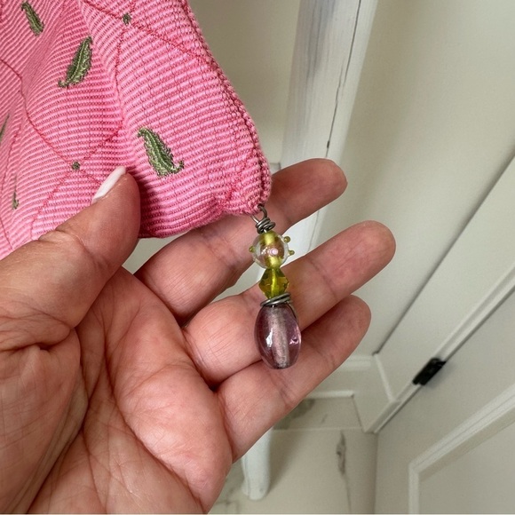 Custom made Pink Fabric Purse with Bead Accents - Picture 4 of 14